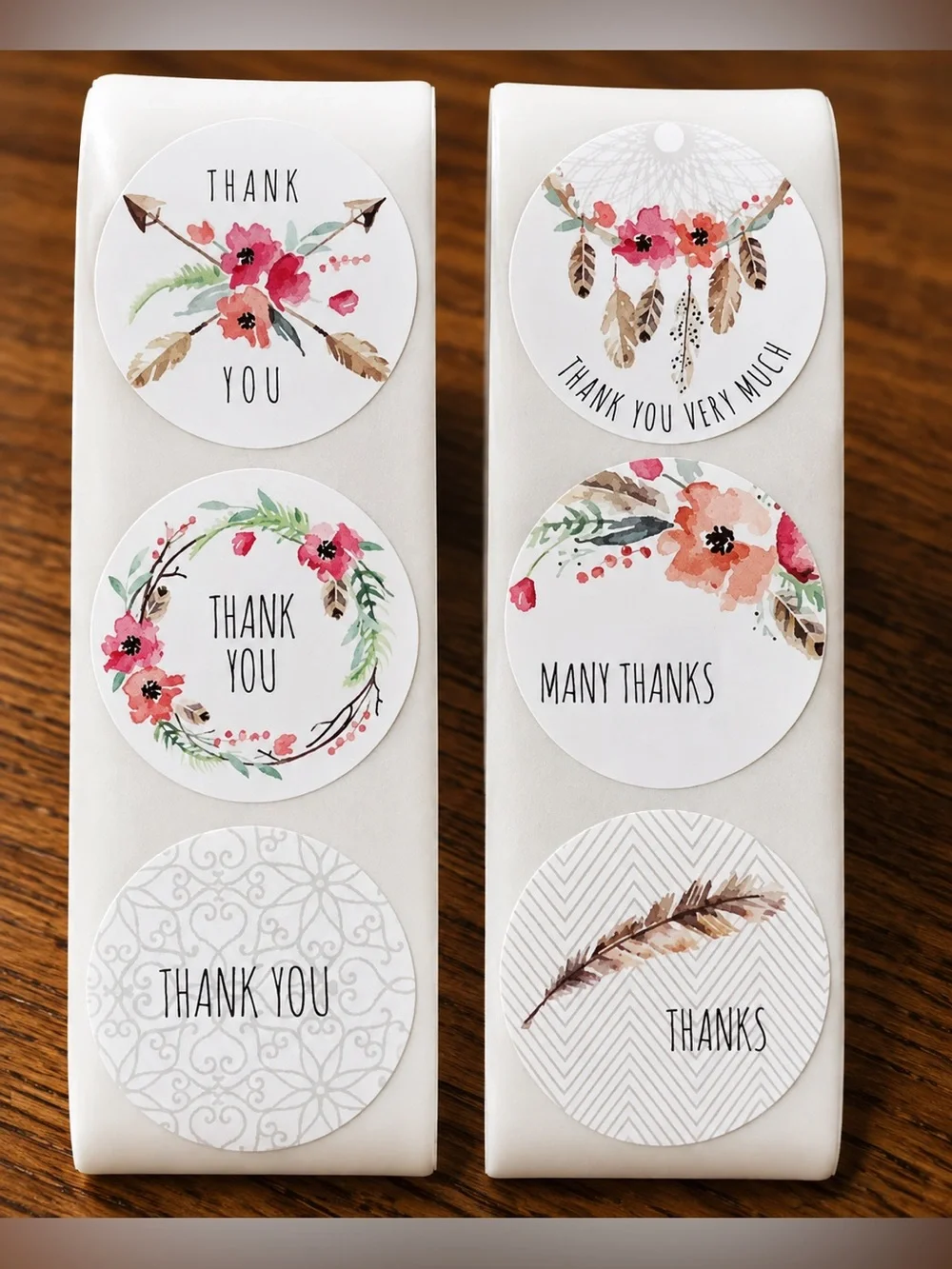 Thank You Stickers 1 Inch Floral Boho Small Business Packaging NWT
